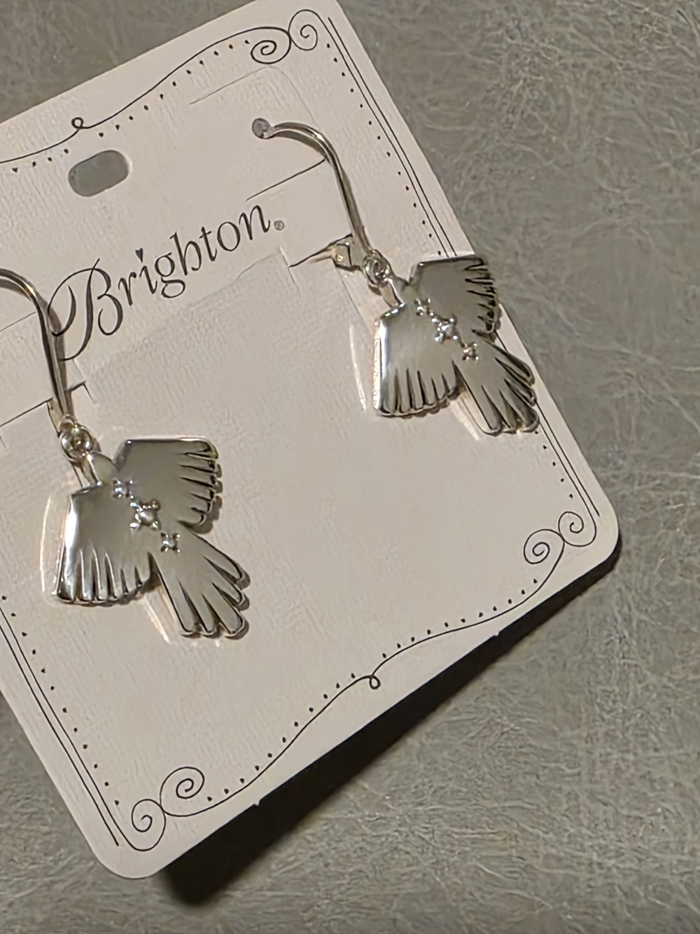 Brighton Silver Dove Charm Hook Earrings MOSAIC MOJAVE religious Jewelry new